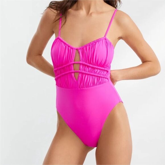 Becca By Rebecca Virtue Women's Santorini One-Piece Swimsuit Pink Sz Medium - Picture 1 of 6
